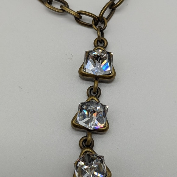 Myka Triple Cube Crystal Pendant and Bronzetone Chain - Picture 3 of 6